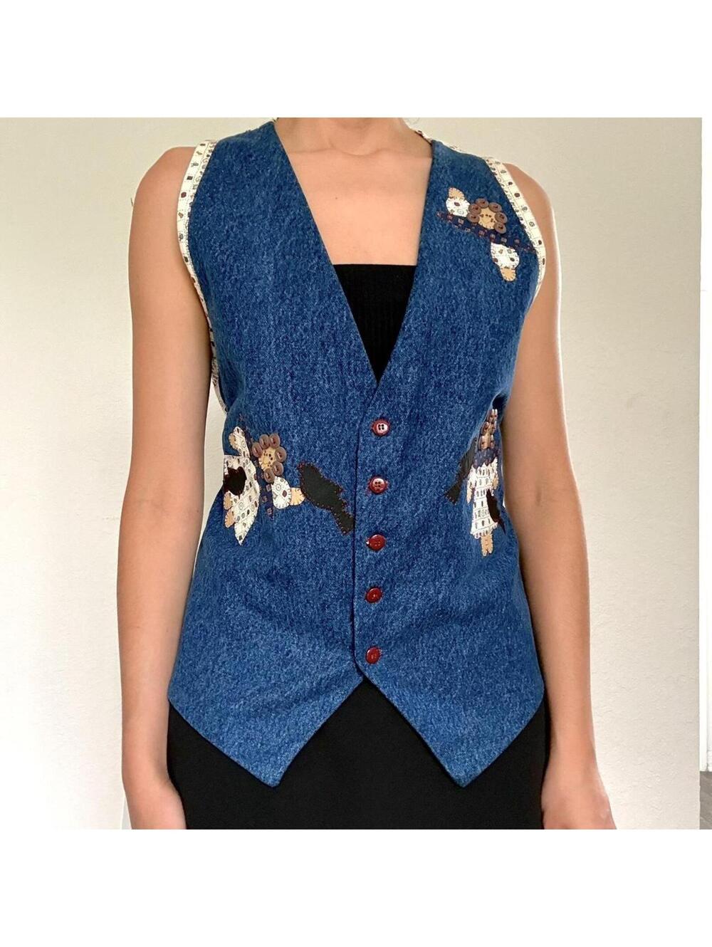 90s whimsical vintage denim vest